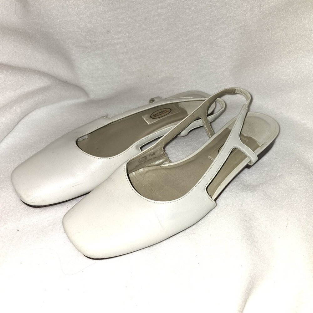 Vintage Talbots Sling Back Flats White 7.5 Med